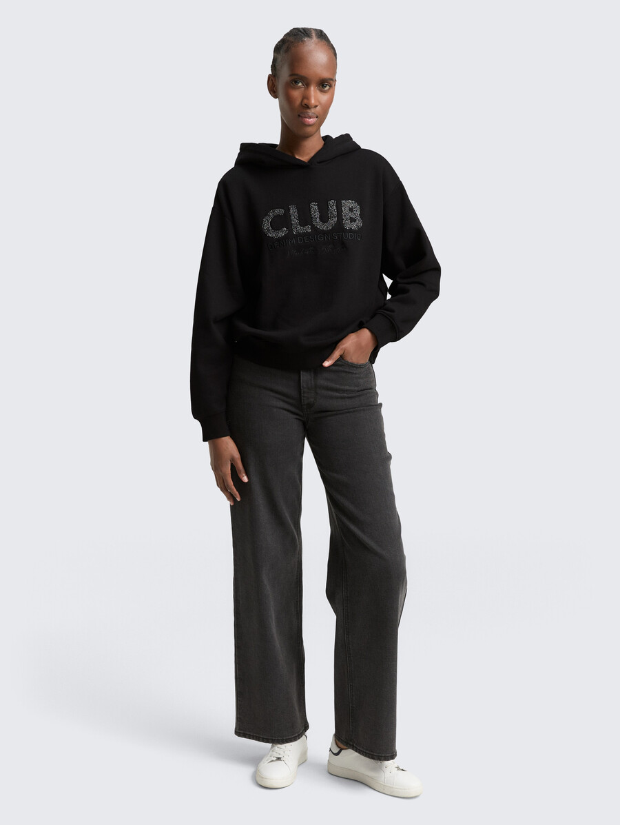 oversized hoodie sweatshirt mit glitzerapplikation