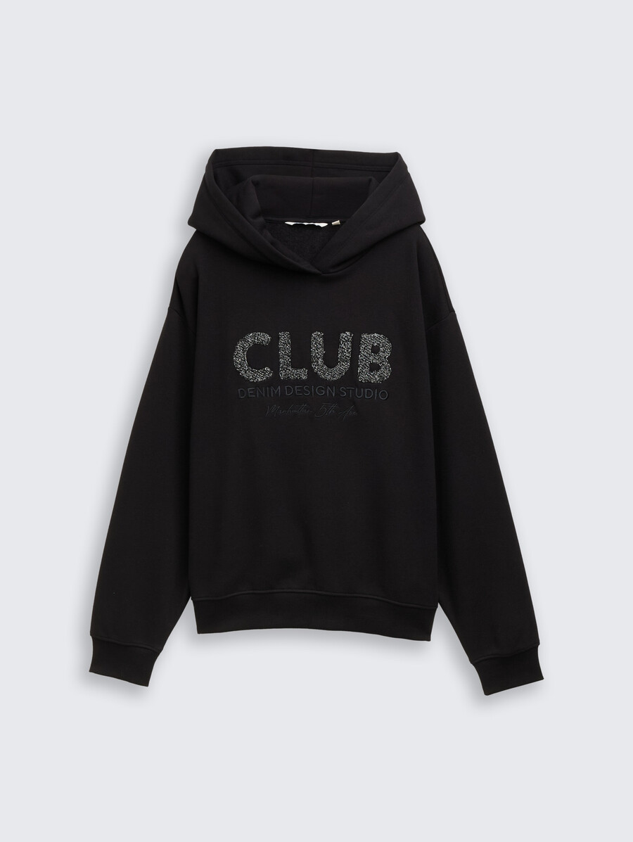 oversized hoodie sweatshirt mit glitzerapplikation