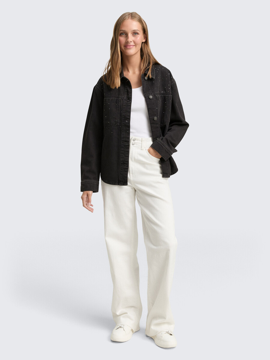 jeansjacke mit strasssteinen