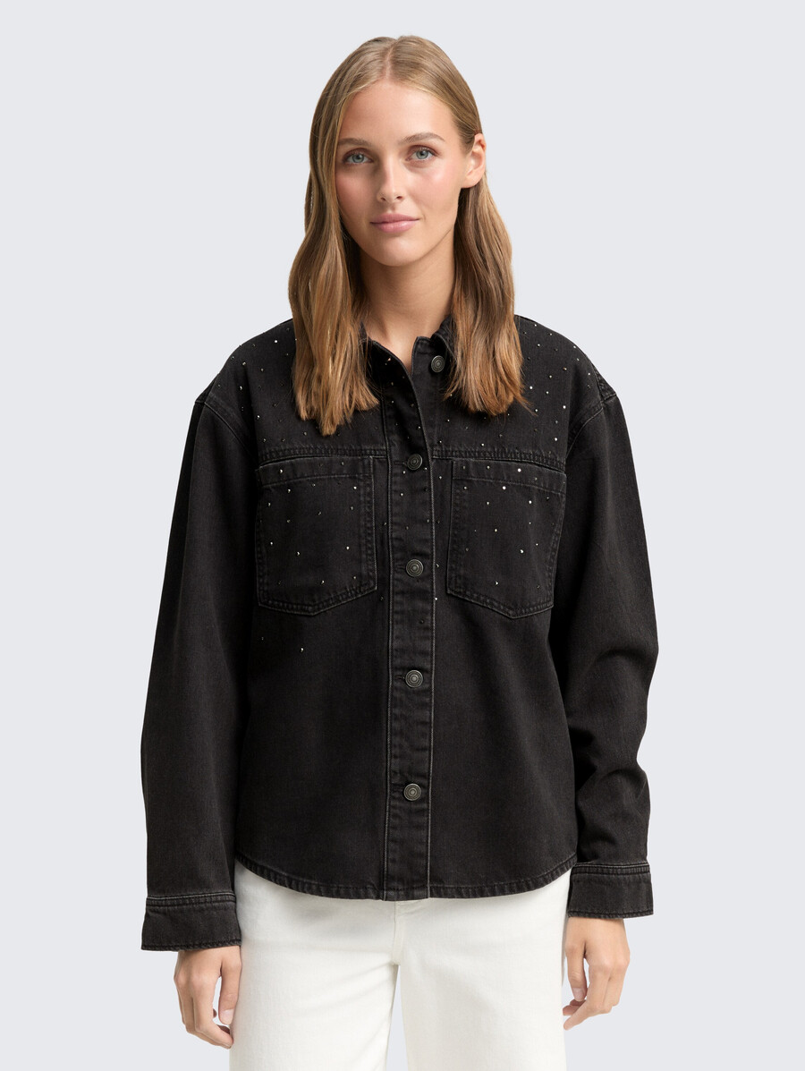 jeansjacke mit strasssteinen