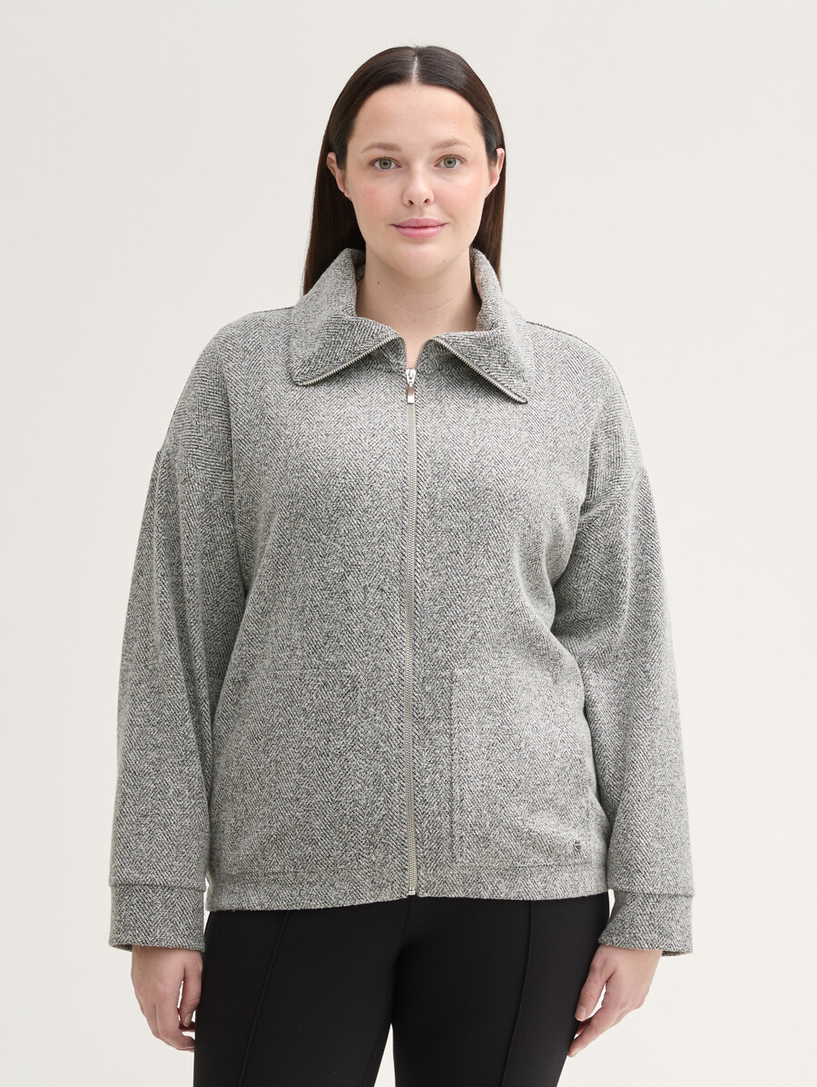 Übergröße – sweatjacke mit stehkragen