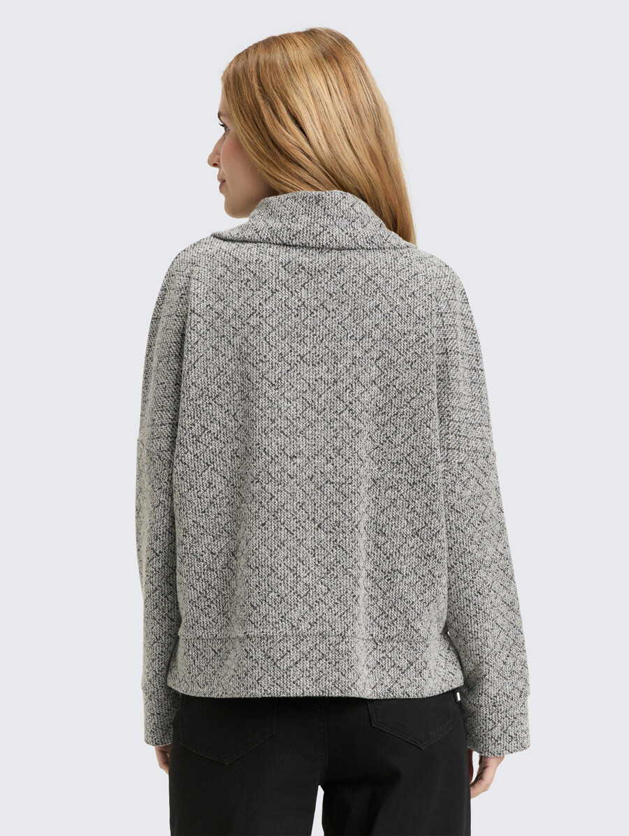locker geschnittene sweatshirtjacke mit stehkragen