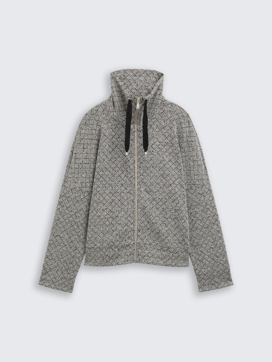locker geschnittene sweatshirtjacke mit stehkragen