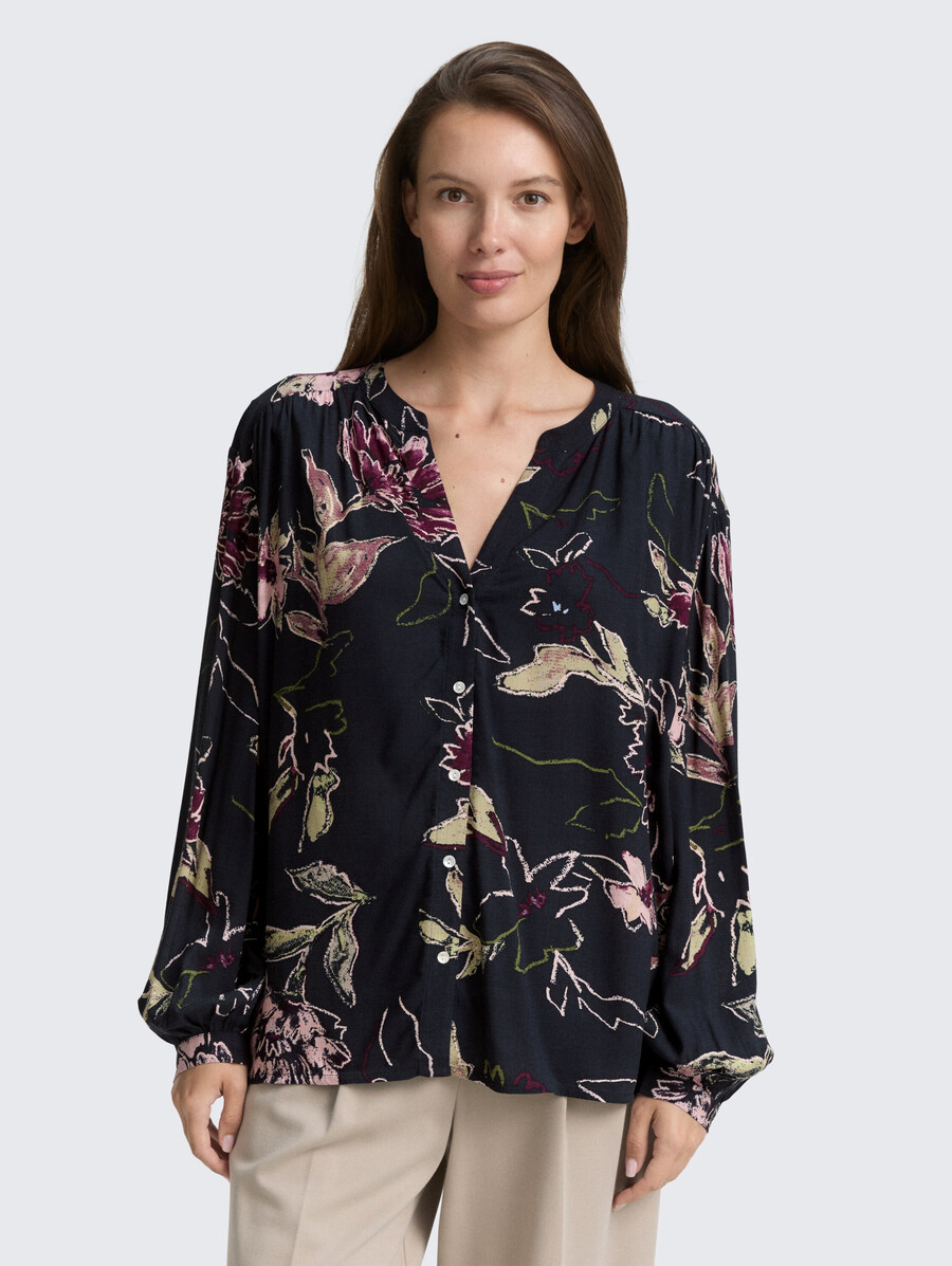 locker geschnittene bluse mit muster