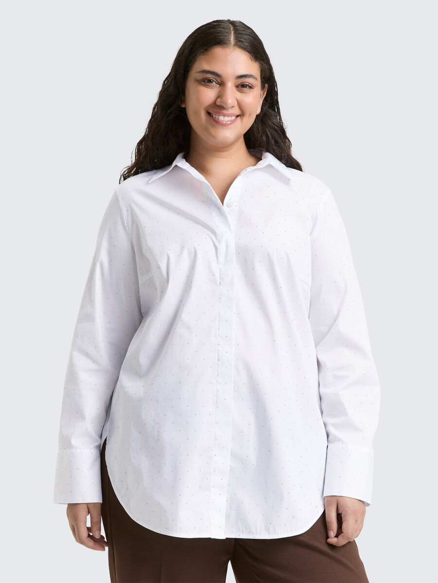 plus size – locker sitzende bluse mit strasssteinen