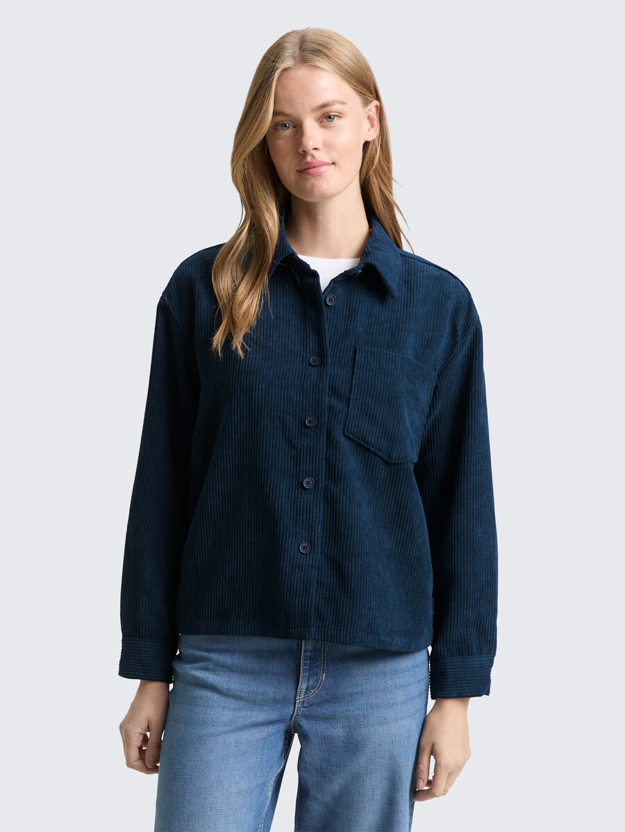 cordbluse in kastenförmiger passform