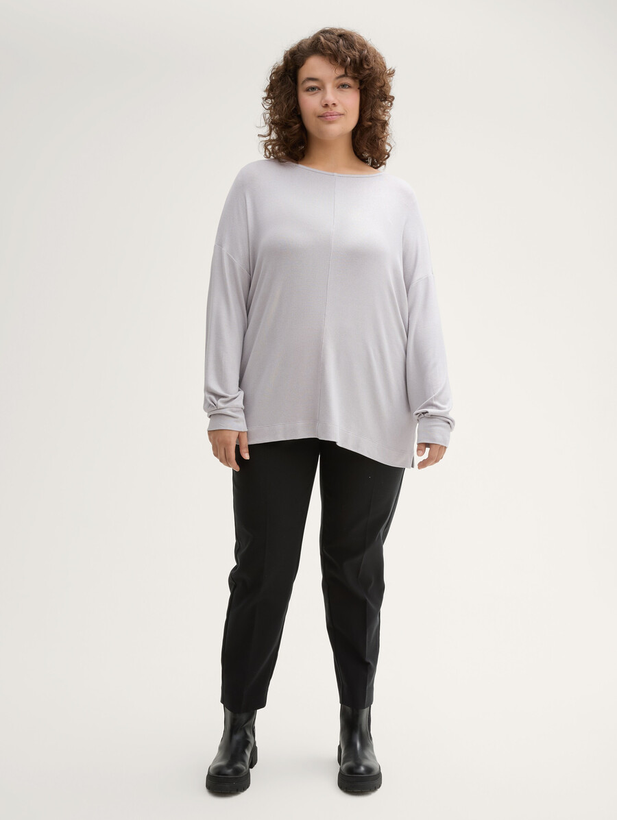 plus size – locker sitzendes langarmshirt mit dezentem glitzereffekt