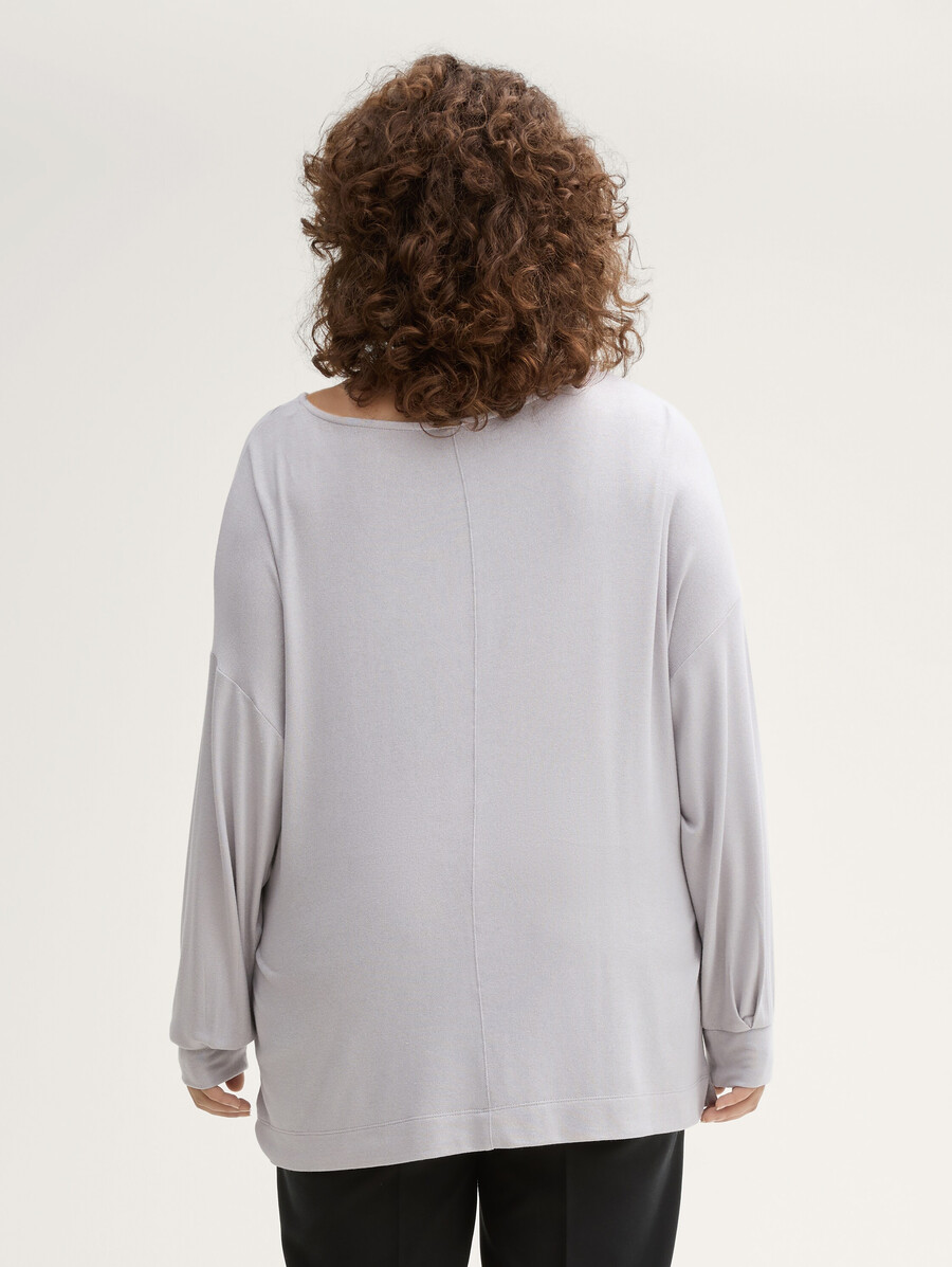 plus size – locker sitzendes langarmshirt mit dezentem glitzereffekt