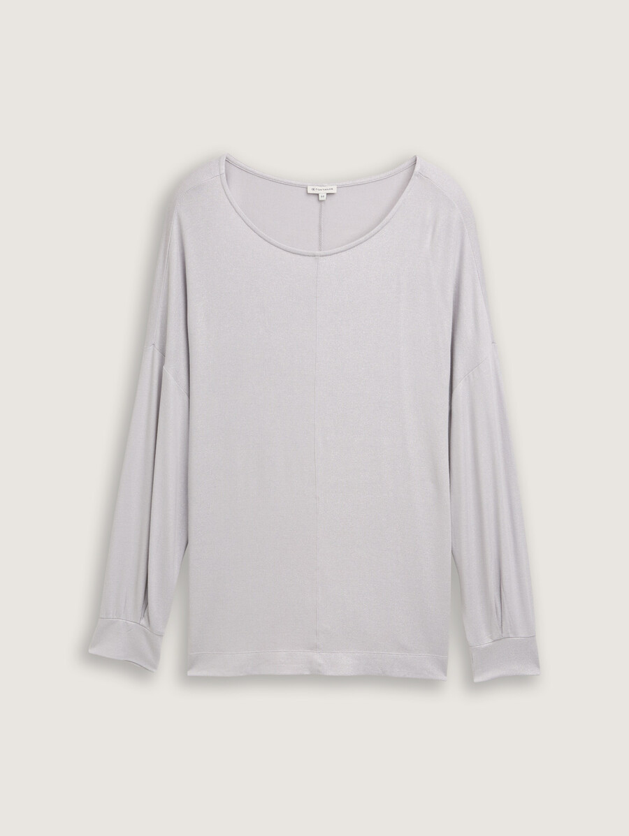 plus size – locker sitzendes langarmshirt mit dezentem glitzereffekt
