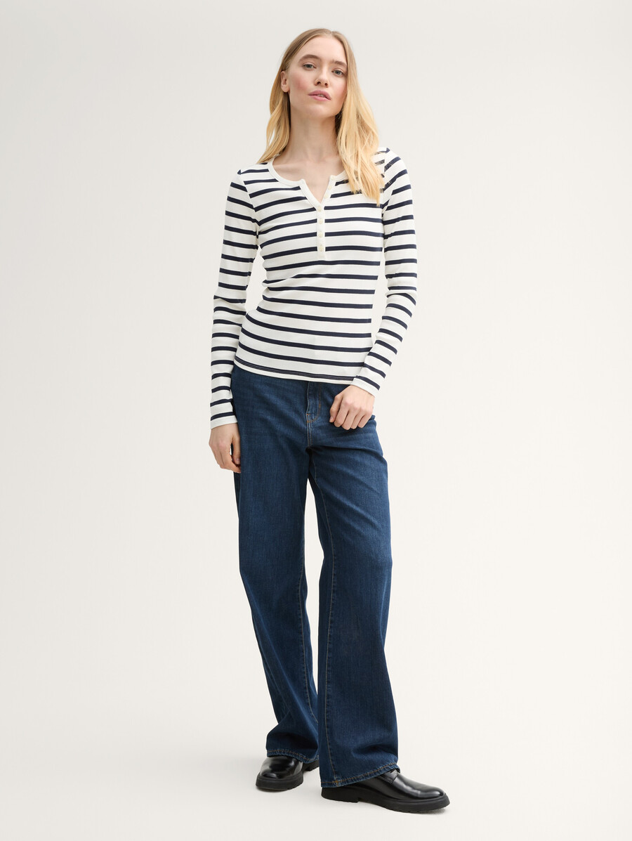 geripptes henley-langarmshirt