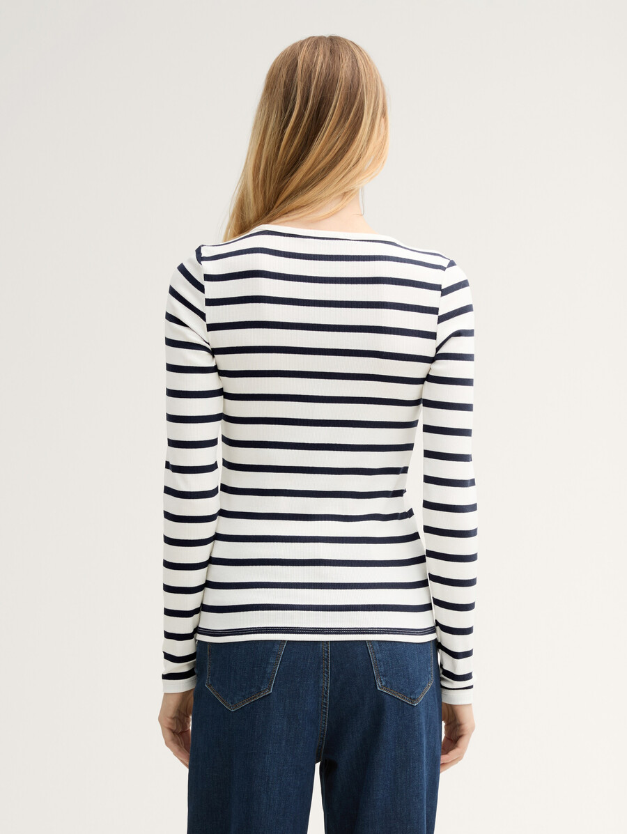 geripptes henley-langarmshirt