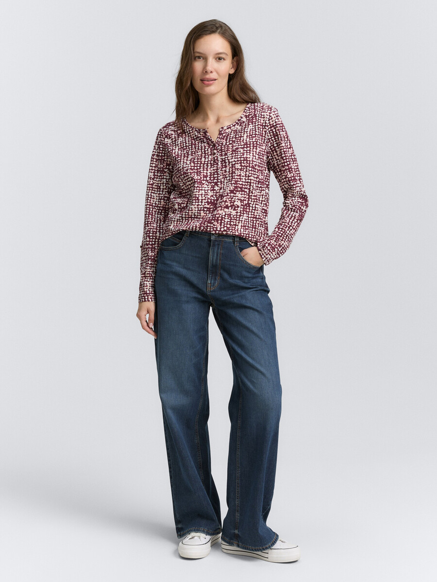 henley-bluse mit muster