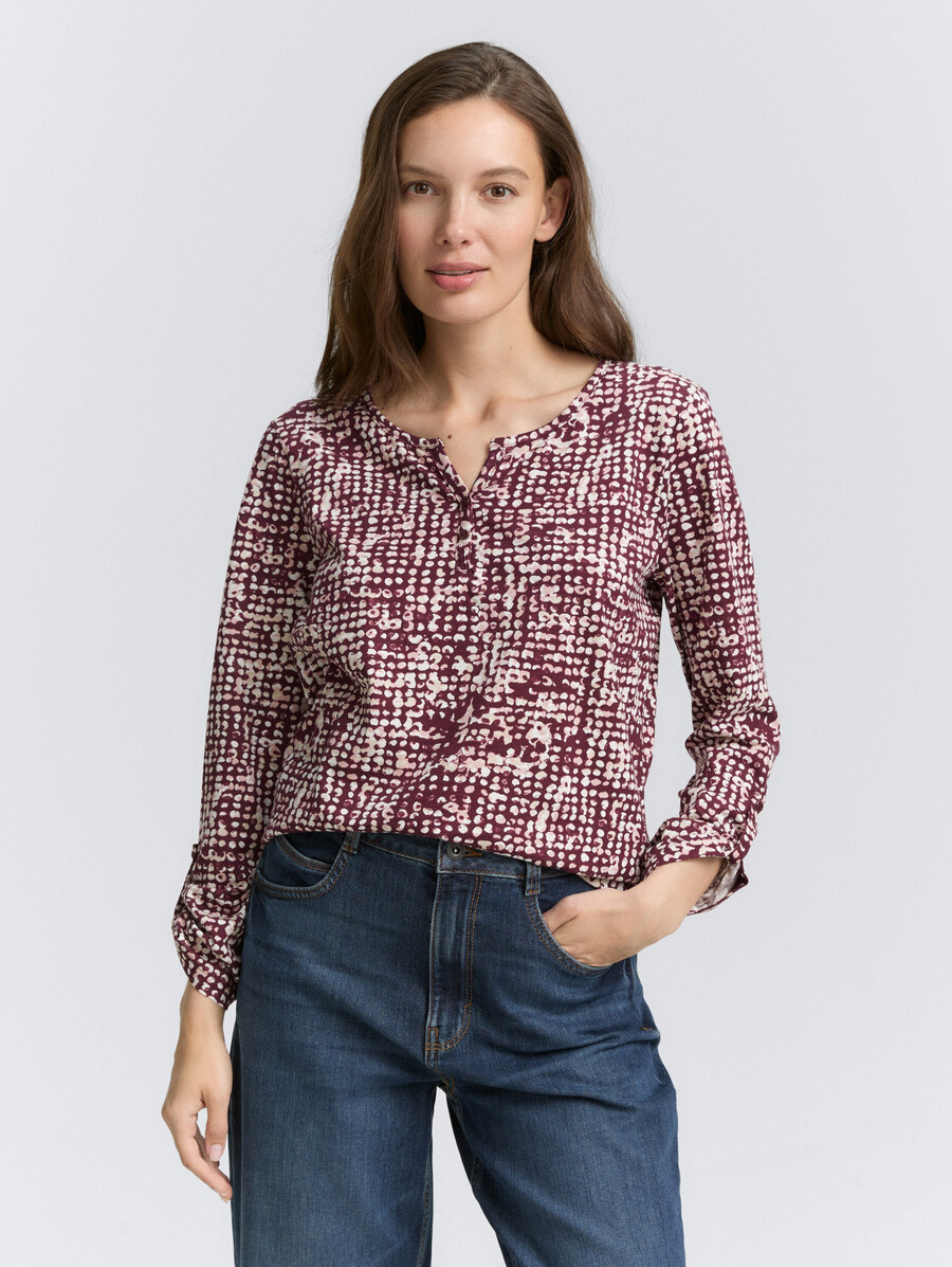 henley-bluse mit muster