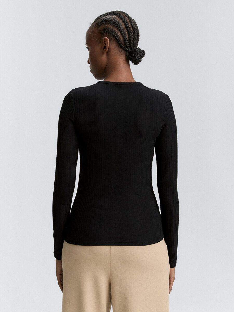 geripptes henley-langarmshirt