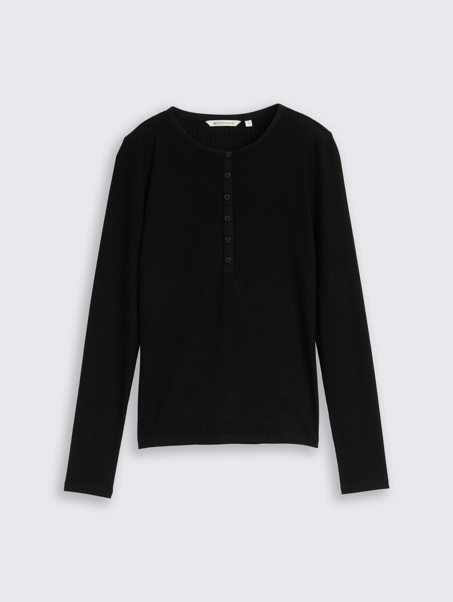 geripptes henley-langarmshirt