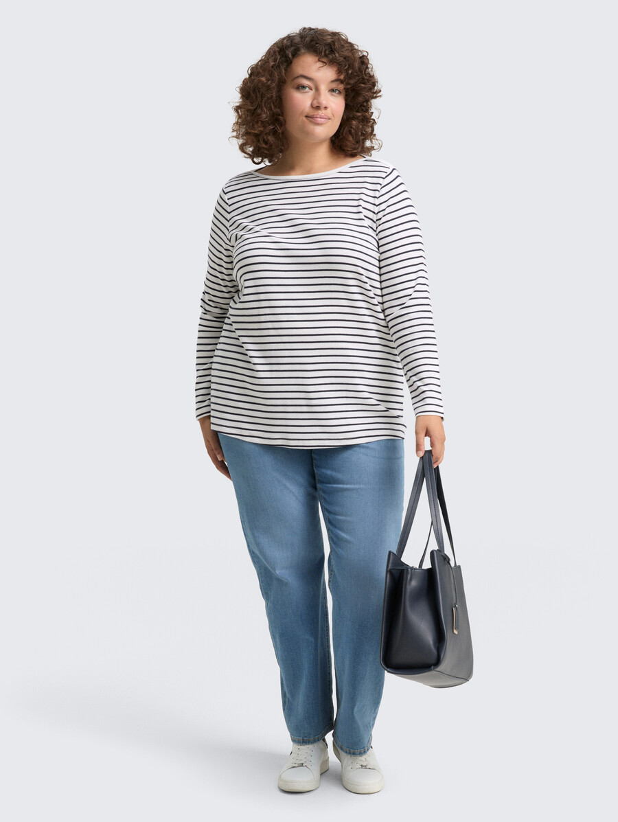 plus size - langärmeliges hemd mit streifenmuster