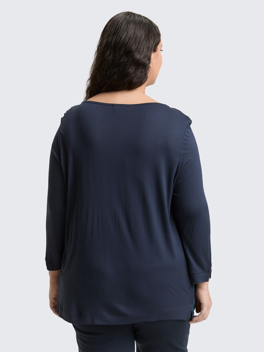 plus size – langärmeliges hemd aus einem materialmix
