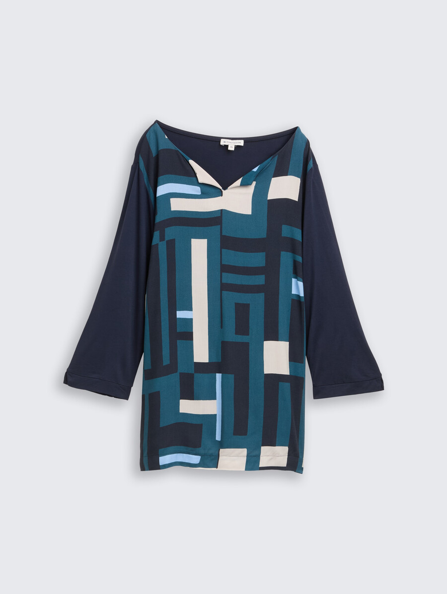 plus size – langärmeliges hemd aus einem materialmix