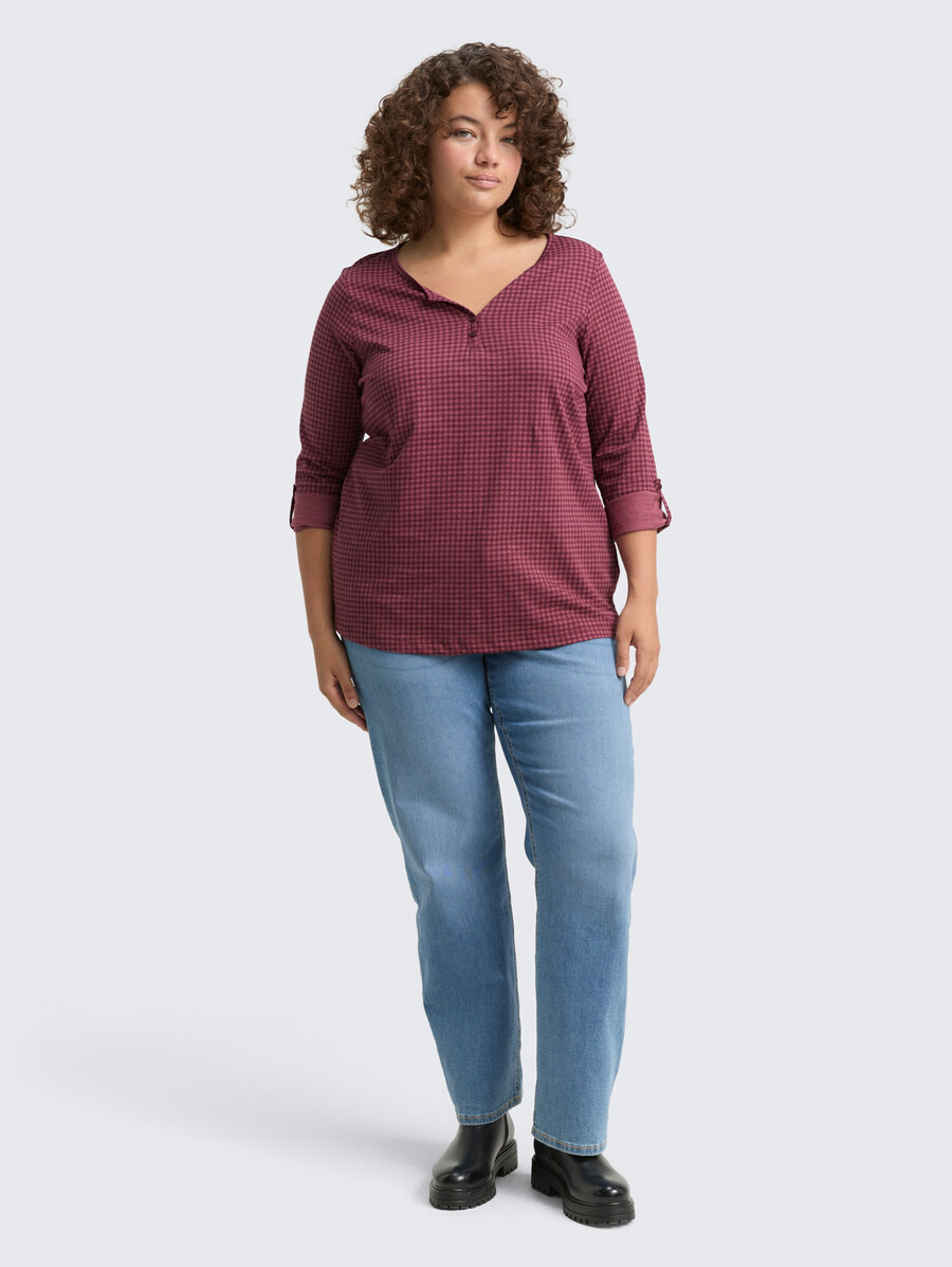 plus size - henley-bluse mit muster