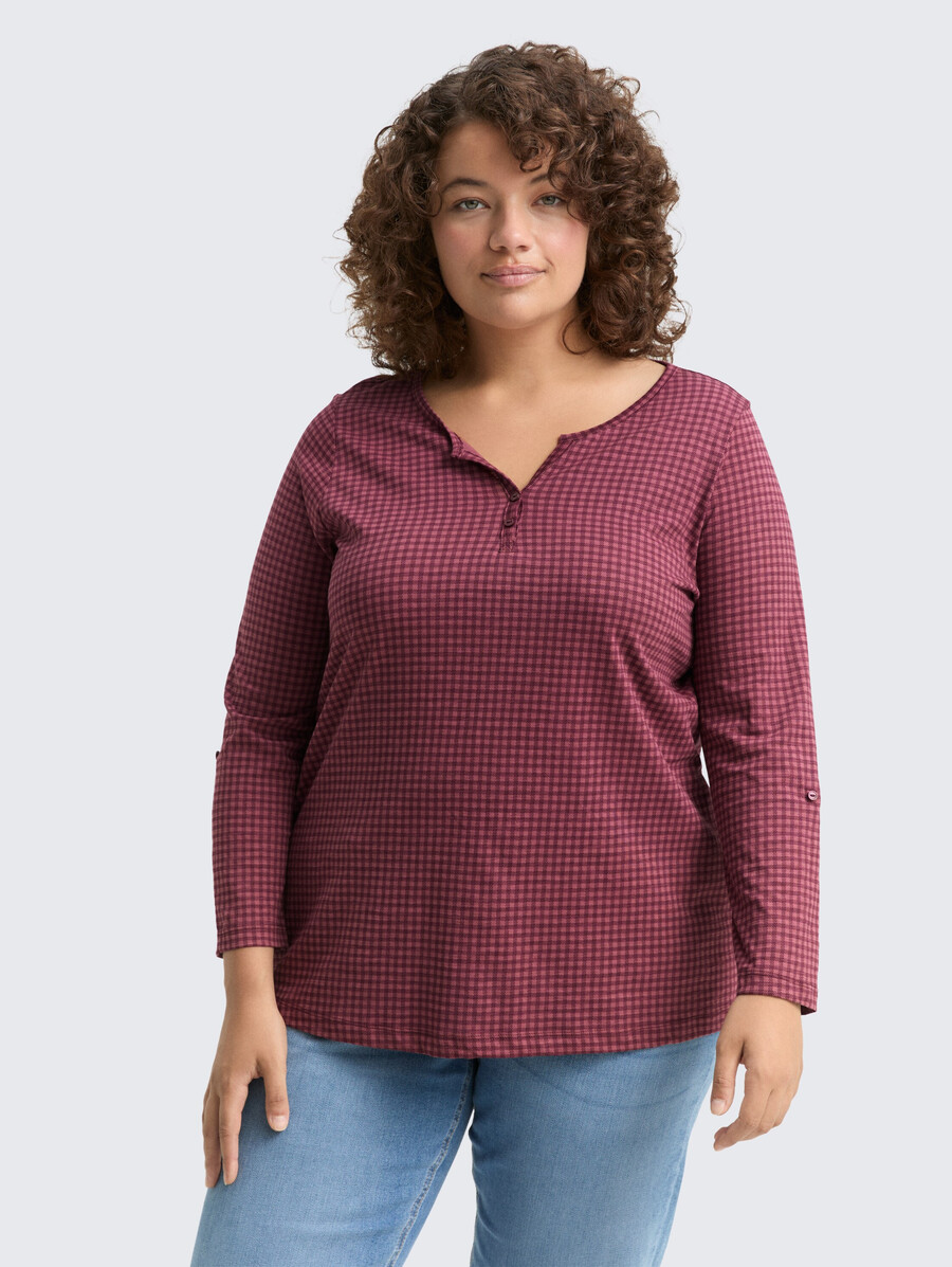 plus size - henley-bluse mit muster