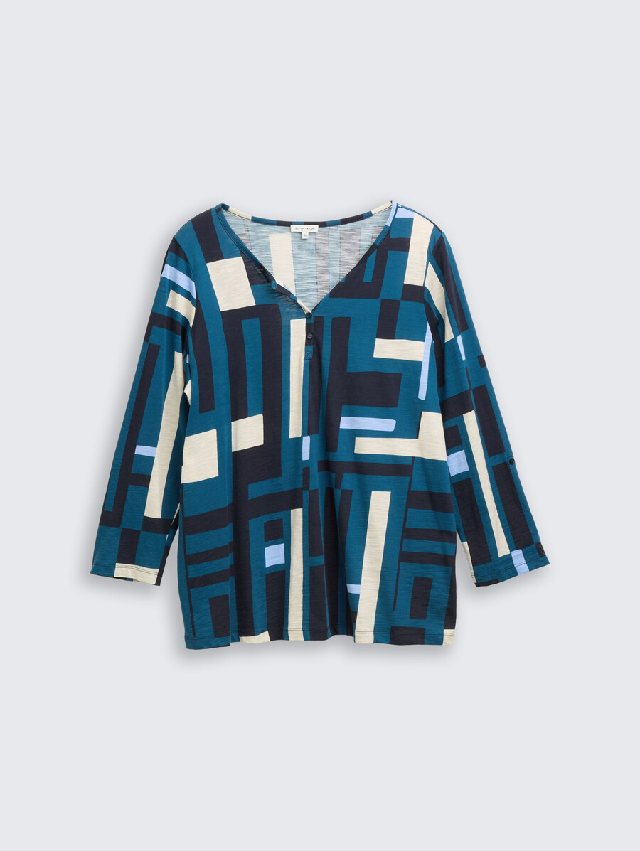plus size - henley-bluse mit muster