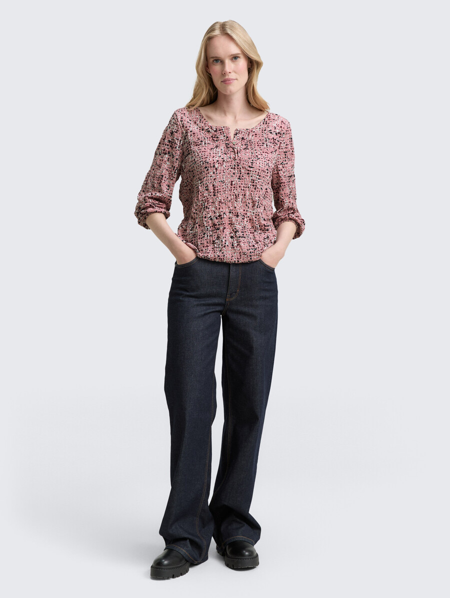 crinkle-bluse mit muster