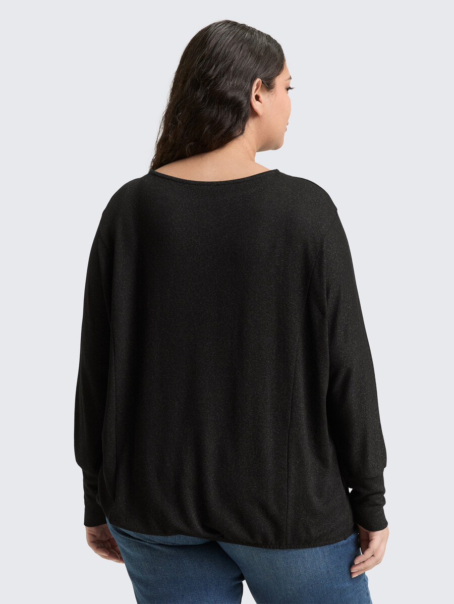 plus size – locker sitzendes langarmshirt mit glitzereffekt