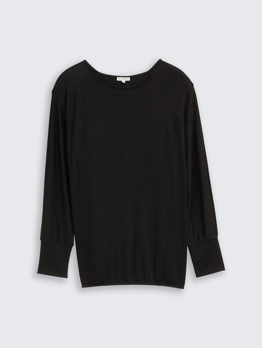plus size – locker sitzendes langarmshirt mit glitzereffekt