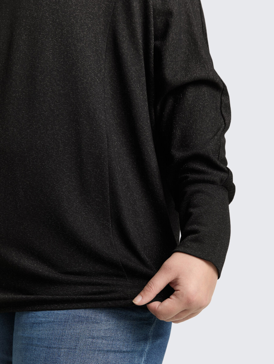 plus size – locker sitzendes langarmshirt mit glitzereffekt