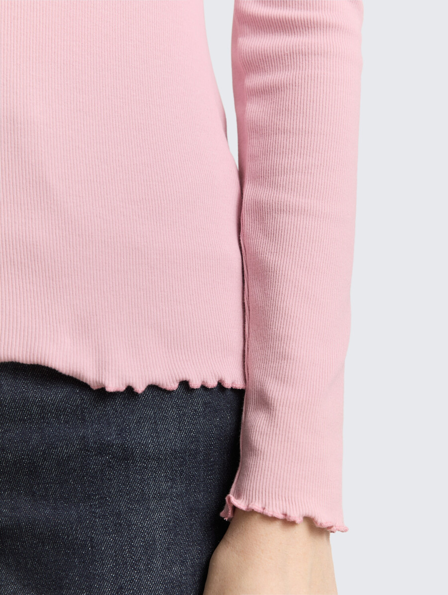 schmal geschnittenes langarmhemd mit rippstrickstruktur