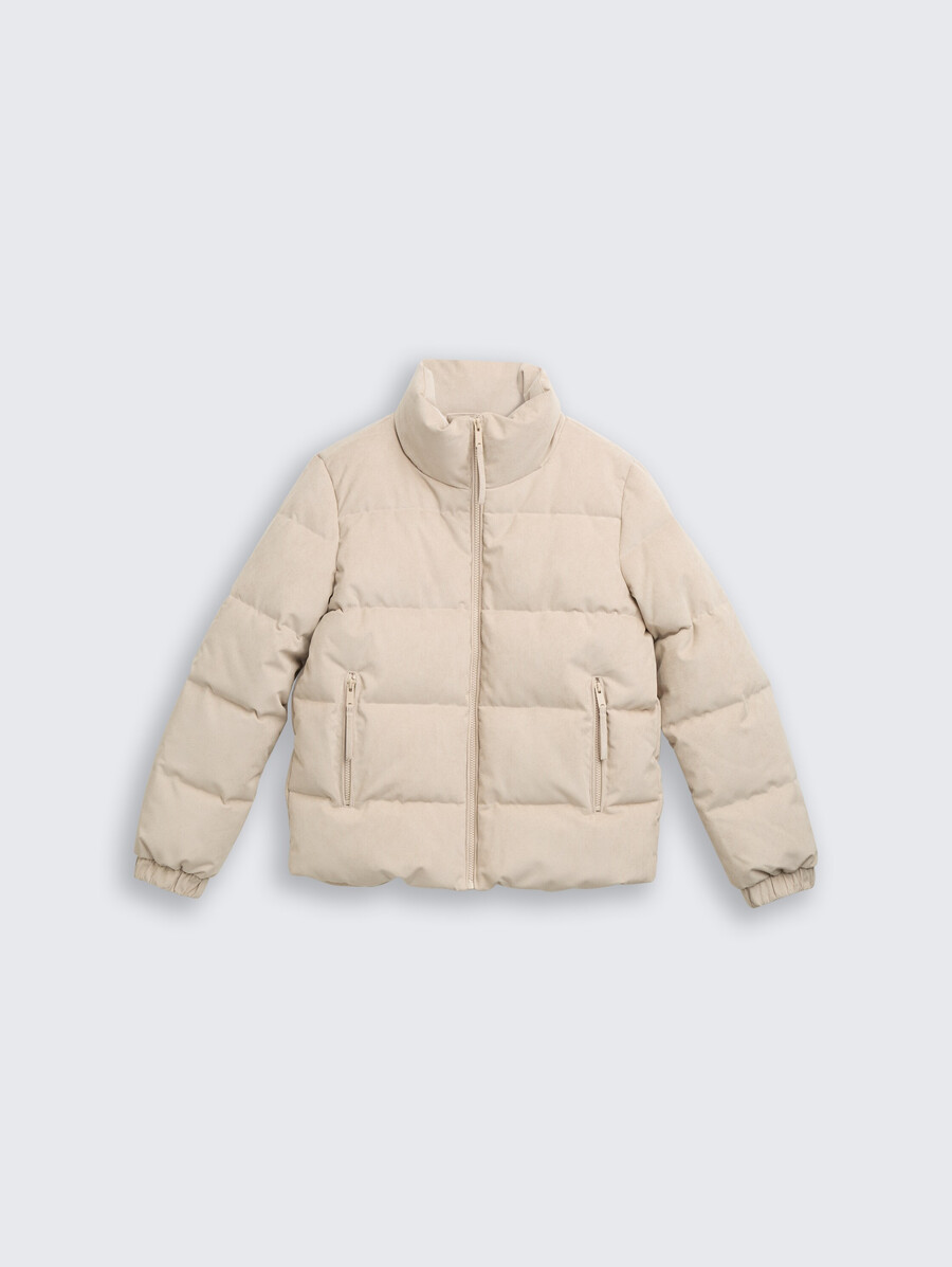 cord-steppjacke mit stehkragen