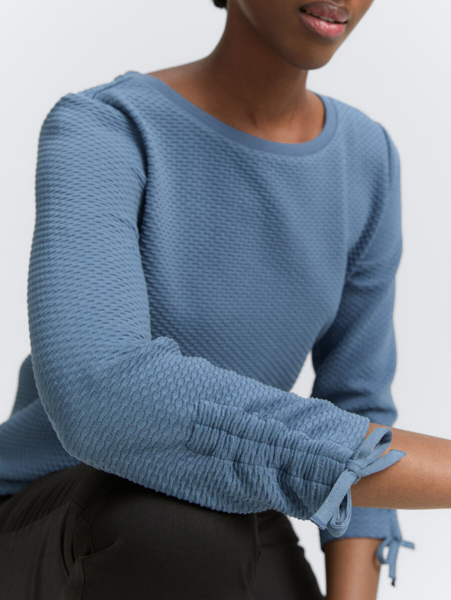 sweatshirt mit gerafften Ärmeln
