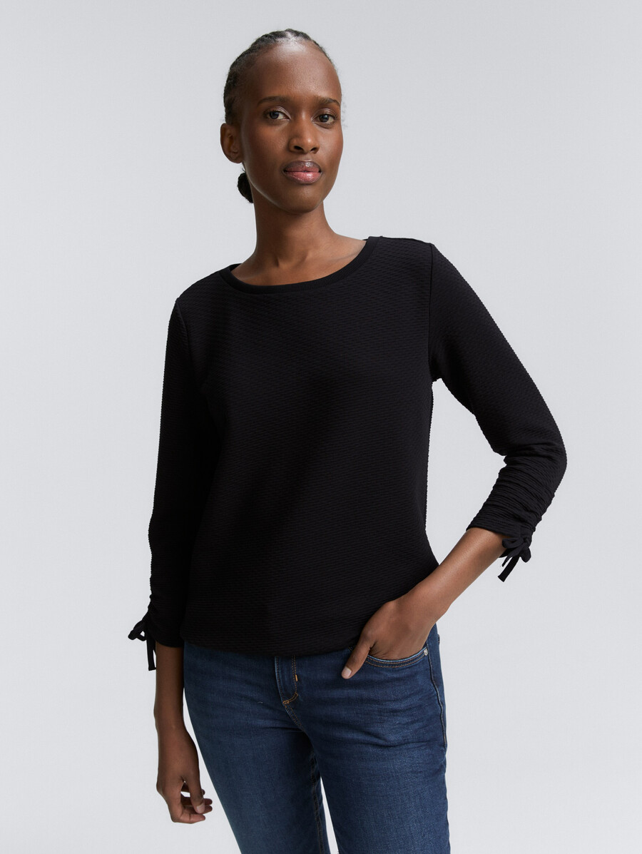 sweatshirt mit gerafften Ärmeln