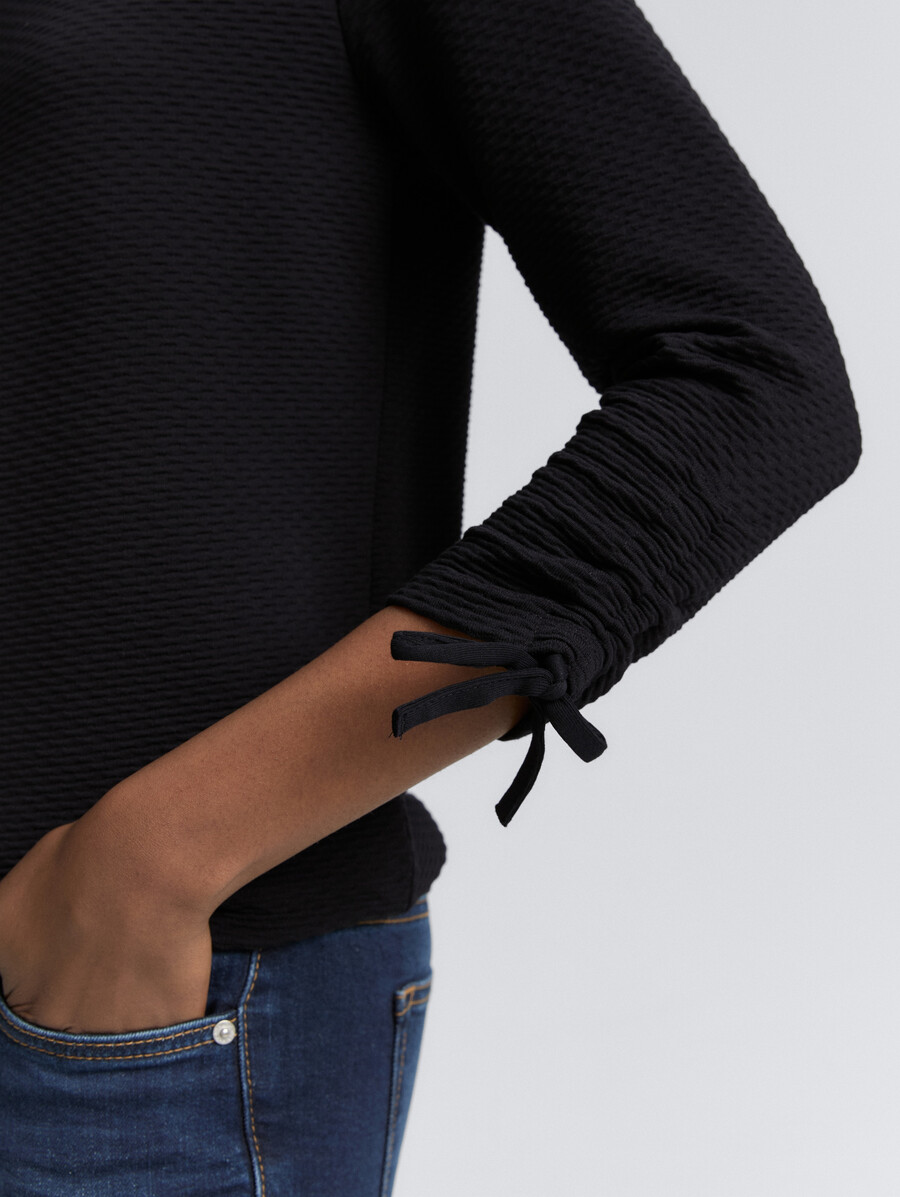 sweatshirt mit gerafften Ärmeln