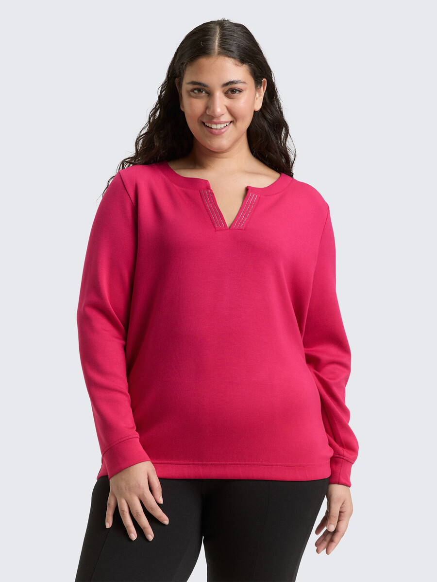 Übergröße – scuba-sweatshirt mit strasssteinen