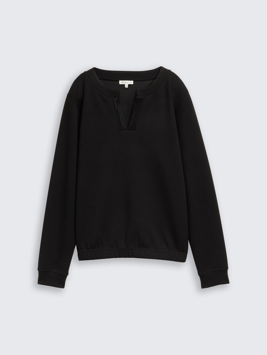 scuba-sweatshirt mit strasssteinen