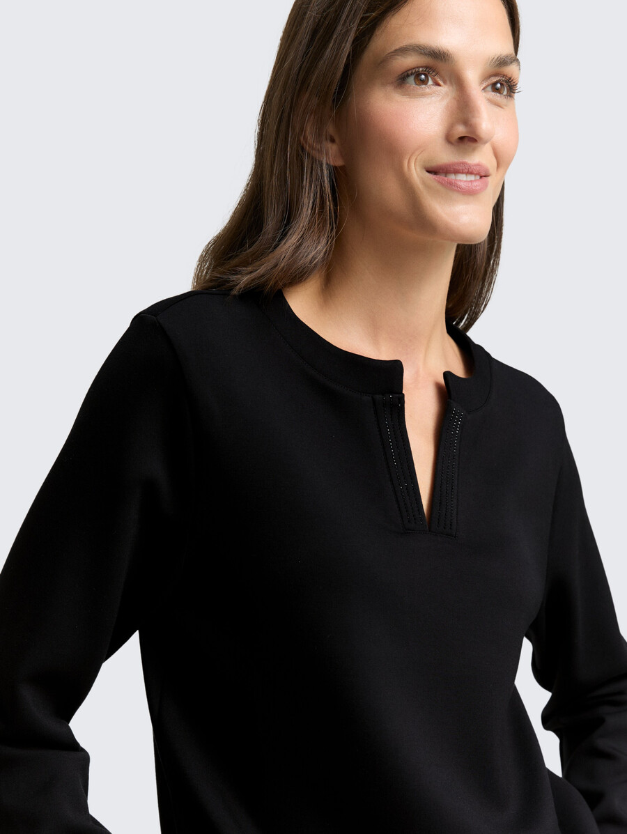 scuba-sweatshirt mit strasssteinen