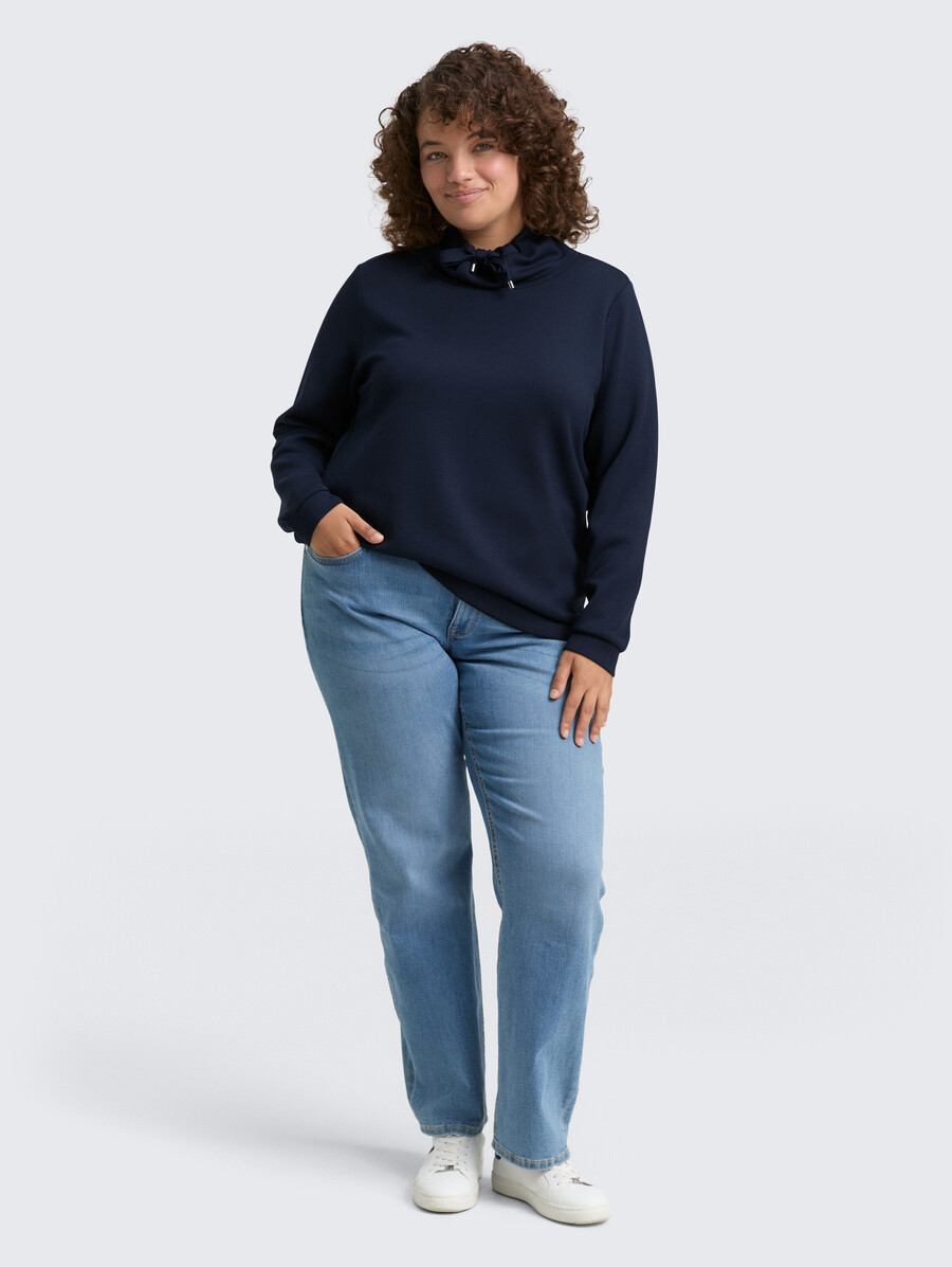 Übergröße – scuba-sweatshirt mit stehkragen