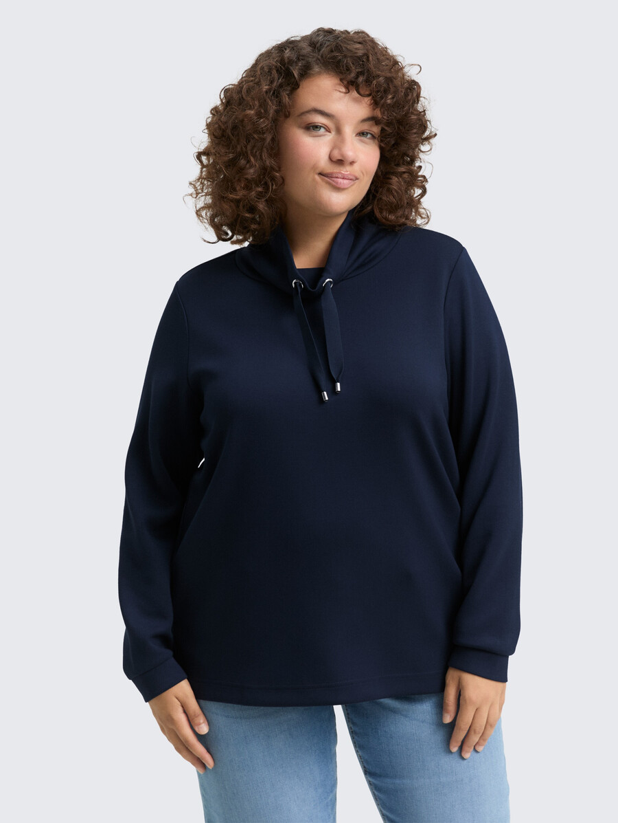 Übergröße – scuba-sweatshirt mit stehkragen