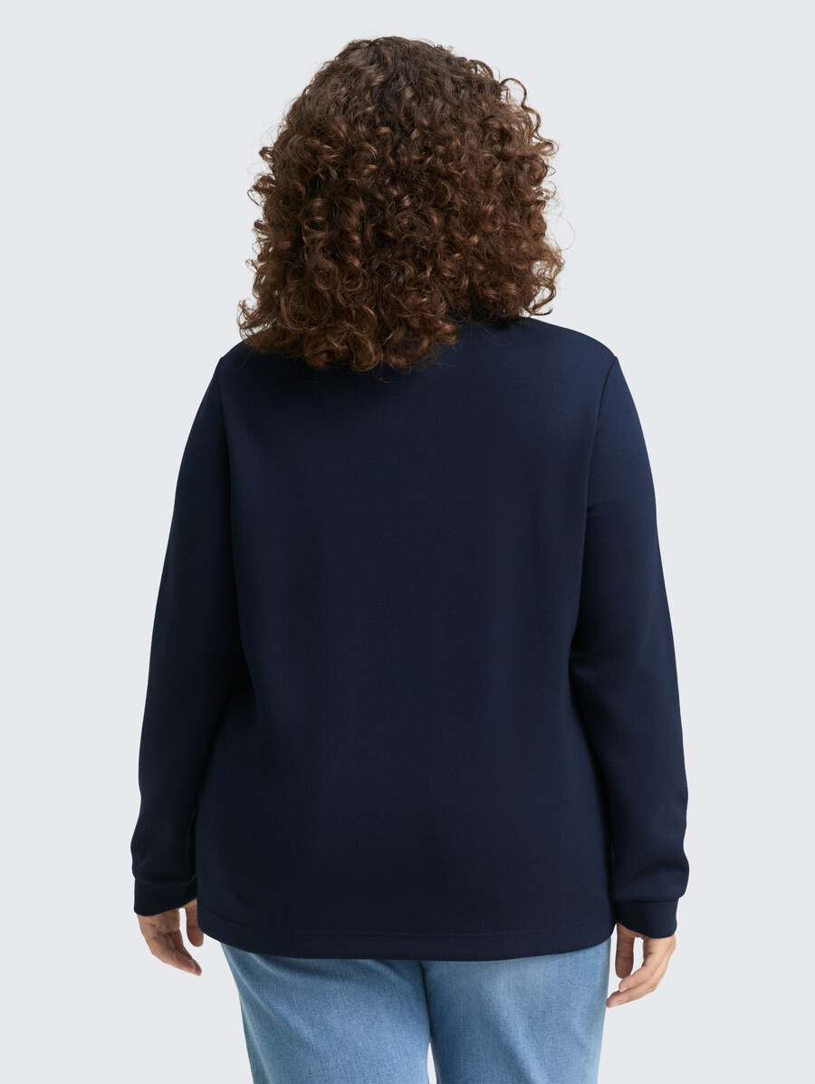 Übergröße – scuba-sweatshirt mit stehkragen
