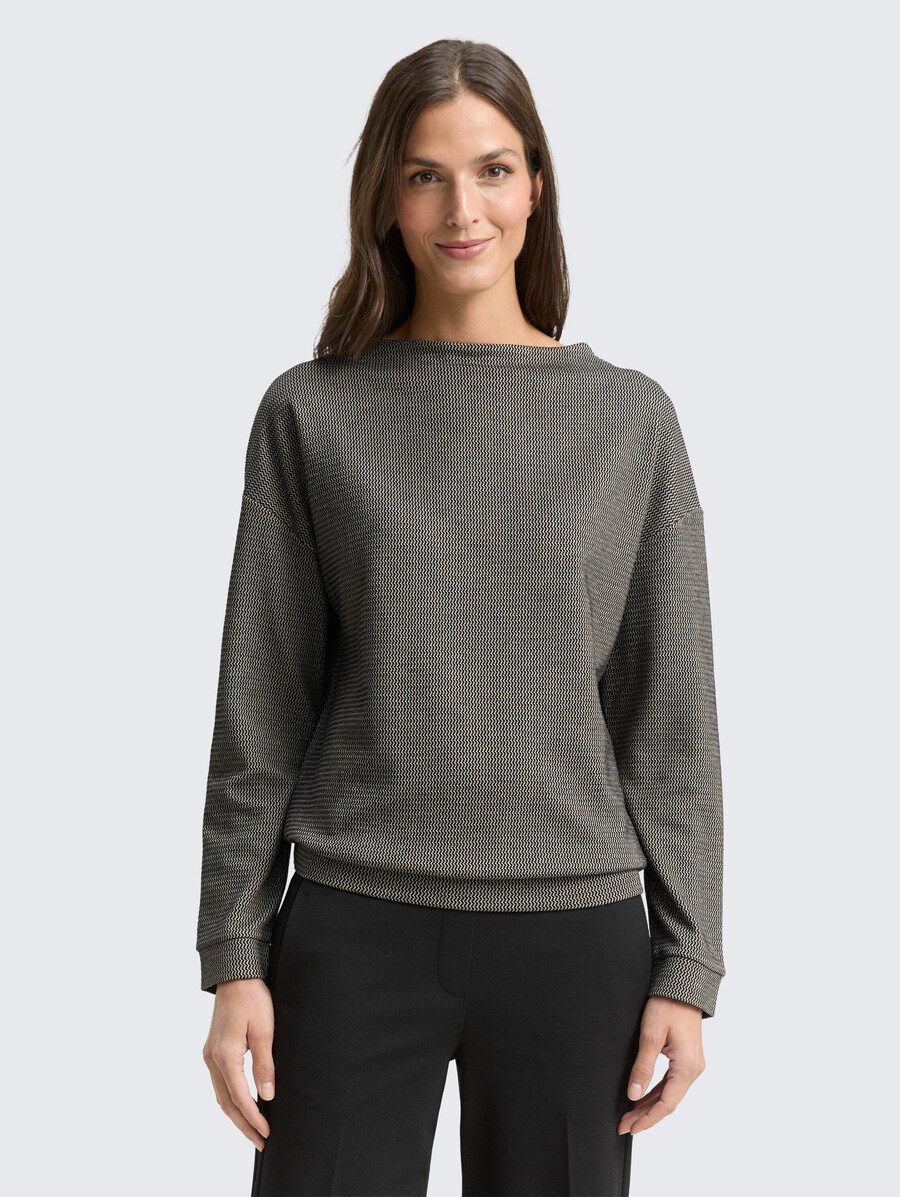 locker geschnittenes sweatshirt mit stehkragen