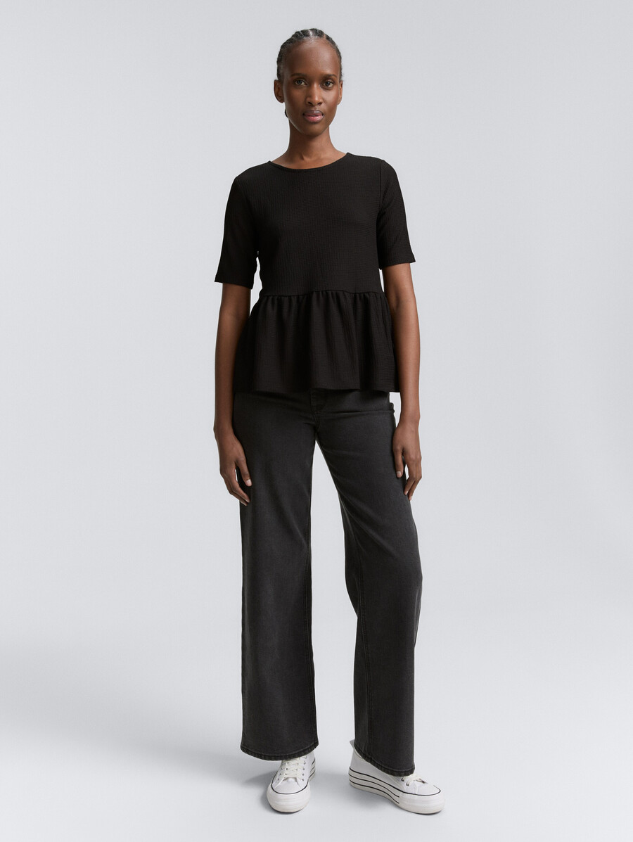 jacquard-t-shirt mit schößchen