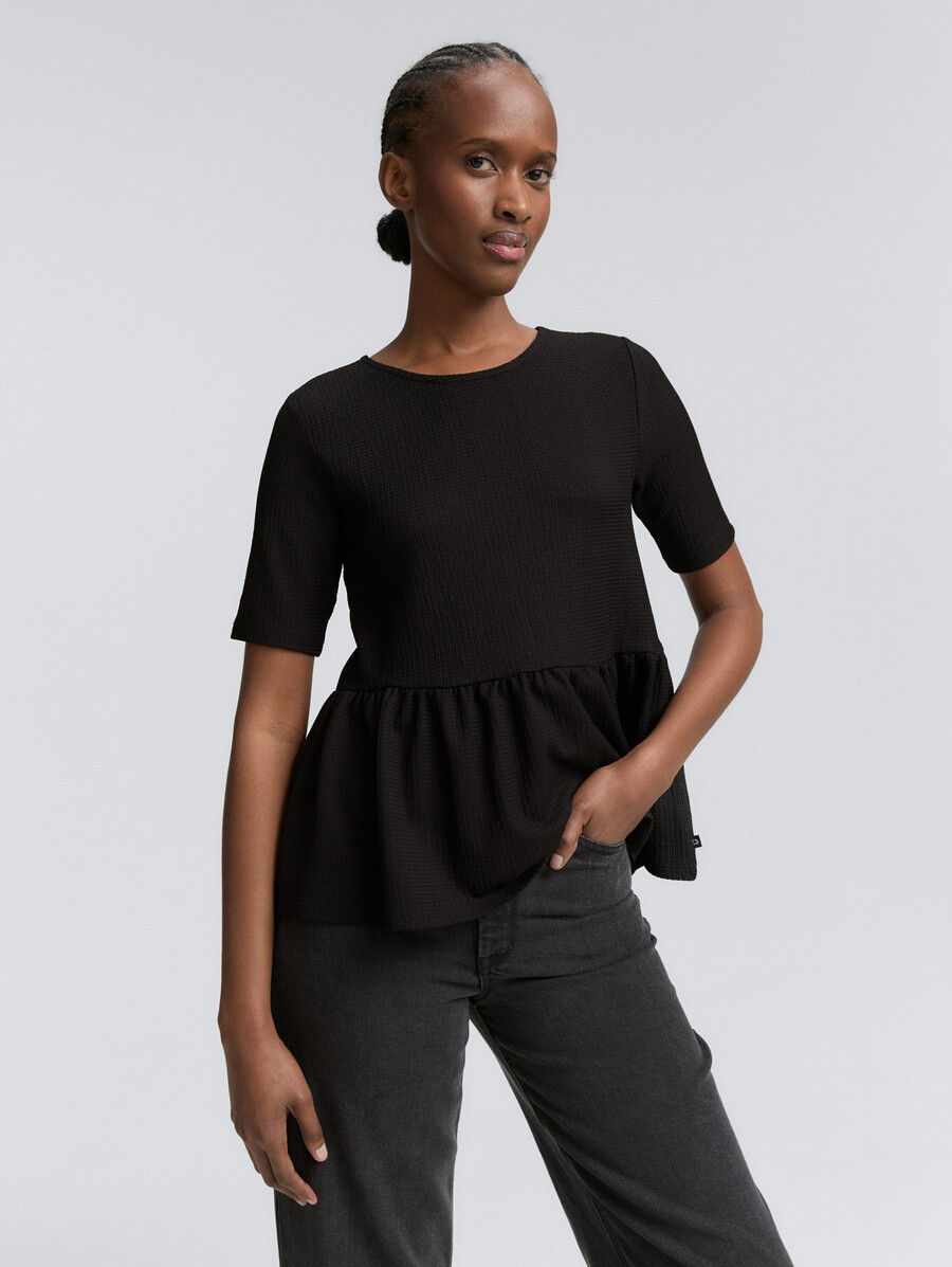 jacquard-t-shirt mit schößchen