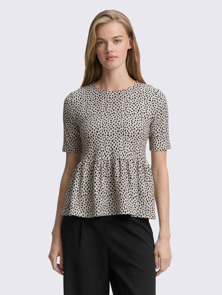 jacquard-t-shirt mit schößchen