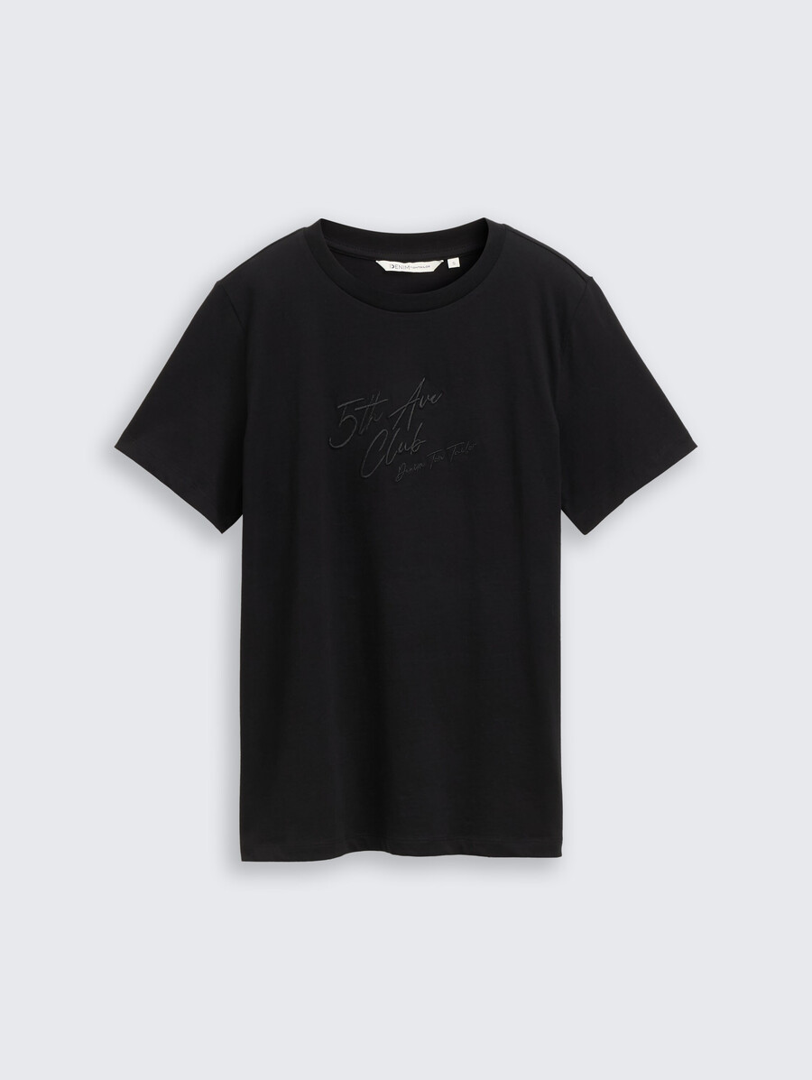 locker geschnittenes t-shirt mit glitzerstickerei