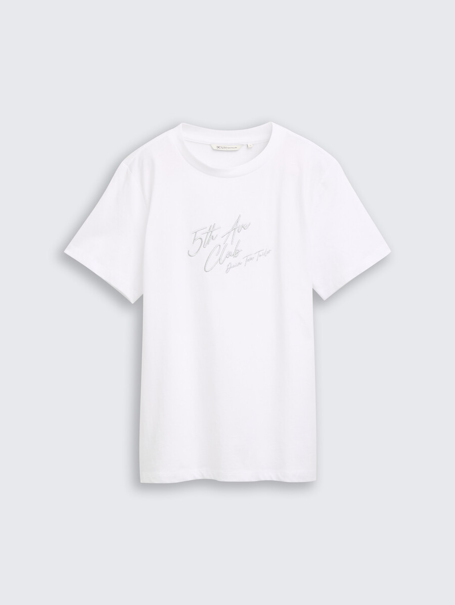 locker geschnittenes t-shirt mit glitzerstickerei