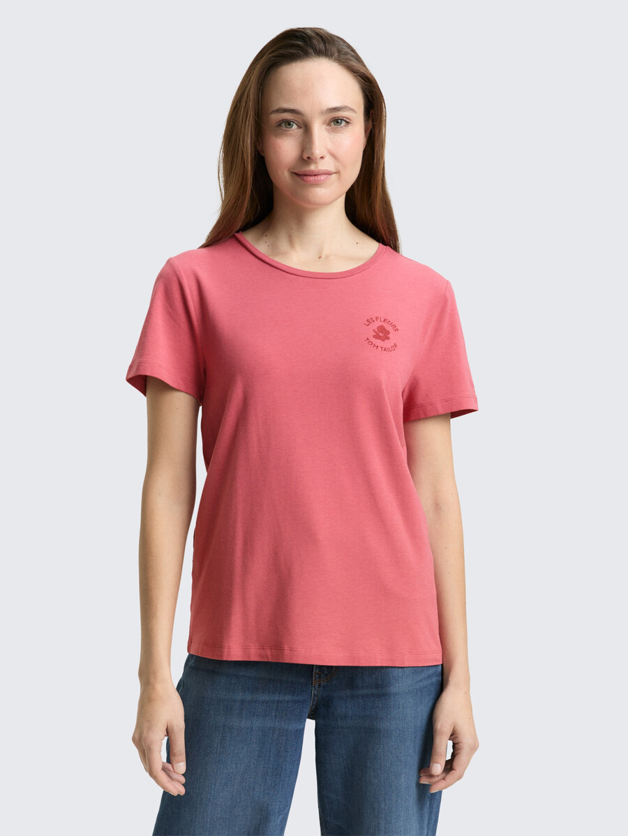 t-shirt mit blumenstickerei