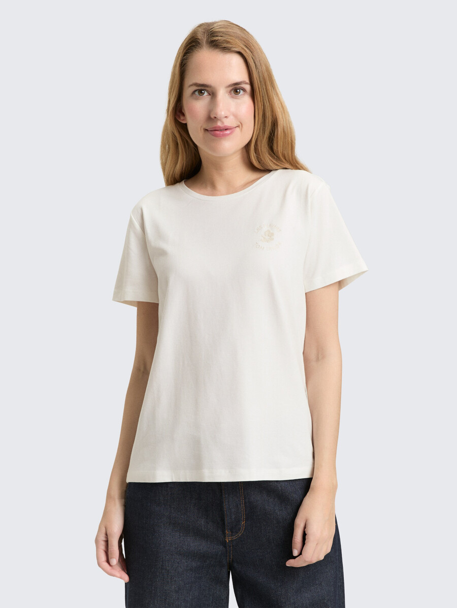 t-shirt mit blumenstickerei