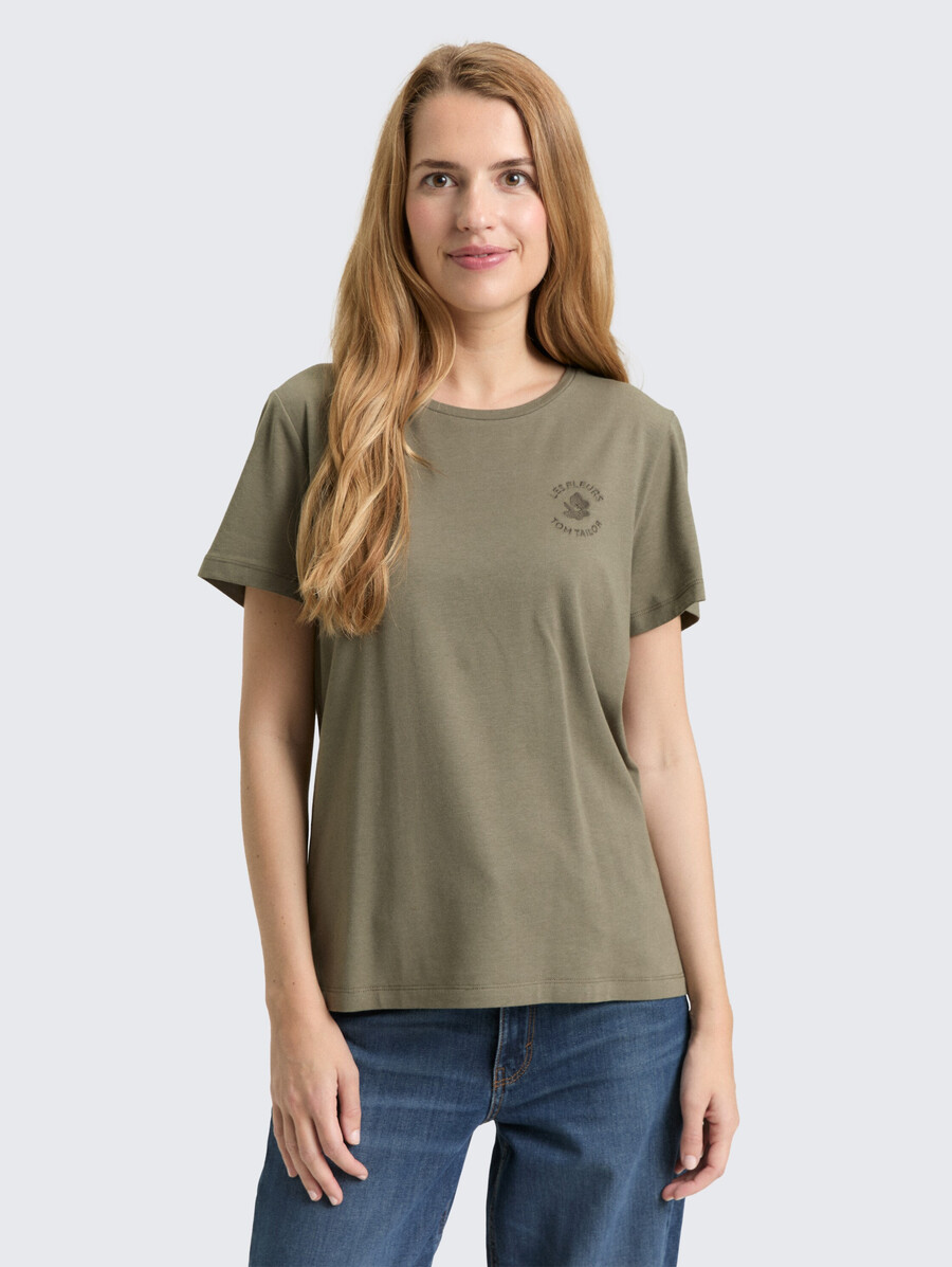 t-shirt mit blumenstickerei