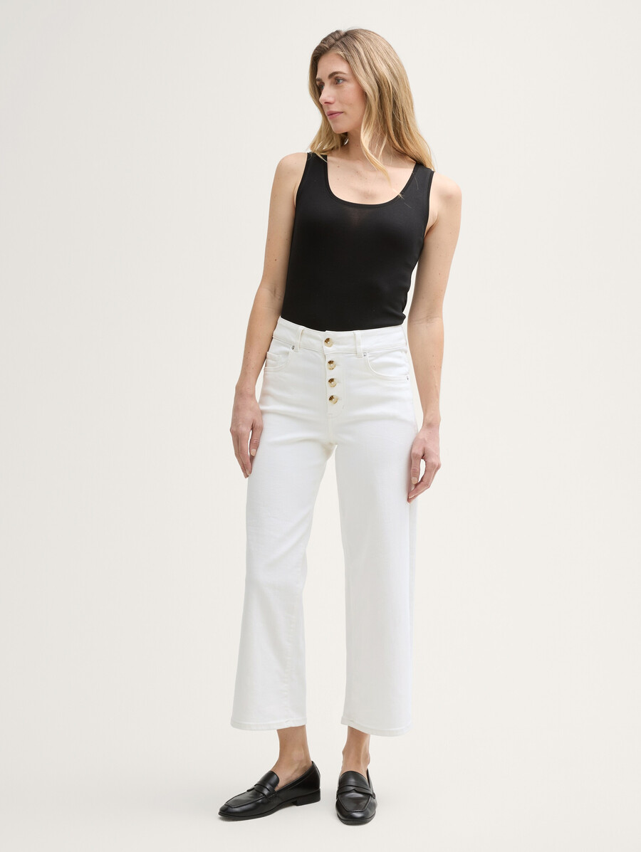 culotte-jeans mit knopfleiste